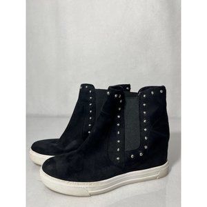 Aldo Shoes Ankle High Heels Black Suede Studded Womens Shoes 8 38.5 Platforms